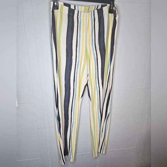 Serengeti Plus 1X Blue Yellow Stripe Wide Leg Pull On Pants NWOT Coastal Grandma - Picture 2 of 10